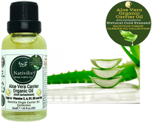 Load image into Gallery viewer, Nativilis Organic Aloe Vera Carrier Oil (Aloe barbadensis) True Aloe - Hair, Face & Skin Natural Cold Pressed – For Aromatherapy Massage – Soothes Moisturizes Skin – Hair Improving Growth - Copaiba