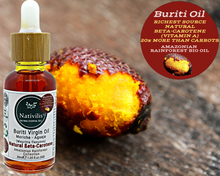 Load image into Gallery viewer, Nativilis Amazonian Buriti Oils (Mauritia flexuosa) Moriche – Aguaje – Richest source Beta-Carotene Vitamin A 20X More than Carrots – emollient rebuild moisturize re-hydrate skin cells - Copaiba