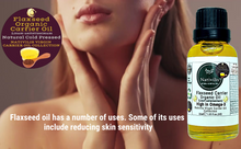 Load image into Gallery viewer, Nativilis Organic Flaxseed Carrier Oil (Linum usitatissimum) - linseed oil - Hair, Face & Skin - Natural Cold Pressed - High in Omega-3 - Improves Skin Smoothness – Moisturizes Dry Skin - Copaiba