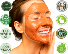 Load image into Gallery viewer, Nativilis Red Clay Kaolin Montmorillonite Powder - Natural Facial Hair Body Mask Mitigate redness removes dead skin cells blackheads cleanser for acne-prone, oily, and problem skin - Copaiba