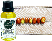 Load image into Gallery viewer, Nativilis Organic Jojoba Golden Carrier Oil (Simmondsia chinensis) Hair, Face & Skin Natural Cold Pressed - Humectant Ingredient - Non-comedogenic Acne-Prone Cleanser Moisturizer Antioxidant – Copaiba