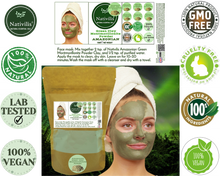 Load image into Gallery viewer, Nativilis Amazonian Green Montmorillonite Powder Clay - Natural Facial Hair Body Mask – oily and acne-prone skin restoring balance skin PH levels – Best known most used - Copaiba benefits