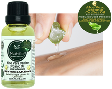 Load image into Gallery viewer, Nativilis Organic Aloe Vera Carrier Oil (Aloe barbadensis) True Aloe - Hair, Face & Skin Natural Cold Pressed – For Aromatherapy Massage – Soothes Moisturizes Skin – Hair Improving Growth - Copaiba