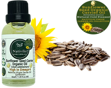 Load image into Gallery viewer, Nativilis Organic Sunflower Seed Carrier Oil (Helianthus annuus) Omega 6 Hair, Face & Skin - Natural Cold Pressed - Non-comedogenic - Promotes Moisture Retention in Skin and Hair Acne-Prone – Copaiba