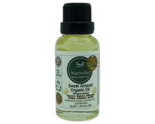 Load image into Gallery viewer, Nativilis Sweet Almond Carrier Oil (Prunus dulcis) King of Nuts- Hair, Face & Skin Natural Cold Pressed – Cleansing Moisturizer Face Chapped Lips Emollient Properties Healthy Scalp - Copaiba