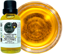Load image into Gallery viewer, Nativilis Organic Flaxseed Carrier Oil (Linum usitatissimum) - linseed oil - Hair, Face & Skin - Natural Cold Pressed - High in Omega-3 - Improves Skin Smoothness – Moisturizes Dry Skin - Copaiba