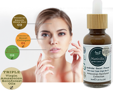 Load image into Gallery viewer, Nativilis TRIPLE Virgin Amazonian Rainforest Bio Oil - ANDIROBA - BACURI – PRACAXI - enriched 03 vegetable oils concentrated active efficacy treatment prevention cellulitis - Copaiba
