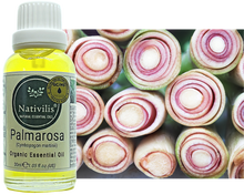 Load image into Gallery viewer, Nativilis Organic Palmarosa Essential Oil (Cymbopogon martinii)- 100% Natural - 30ml - (GC/MS Tested)