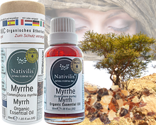 Load image into Gallery viewer, Nativilis Organic Myrrh Essential Oil (Commiphora myrrha) - 100% Natural - 30ml - (GC/MS Tested)