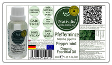 Load image into Gallery viewer, Nativilis Organic Peppermint Essential Oil (Mentha piperita) - 100% Natural - 30ml - (GC/MS Tested)