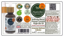 Load image into Gallery viewer, Nativilis URSOLIC ACID enriched with 04 Amazonian Rainforest Bio Oil - ANDIROBA BACURI PRACAXI TUCUMA - Relief skin injuries aesthetic processes peelings laser hair removals Soothing effect Copaiba