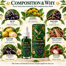 Load image into Gallery viewer, Jambu Elixir with Jambu, Acai, Bacaba, Bacuri, Mulateiro, Pataua and Ucuuba
