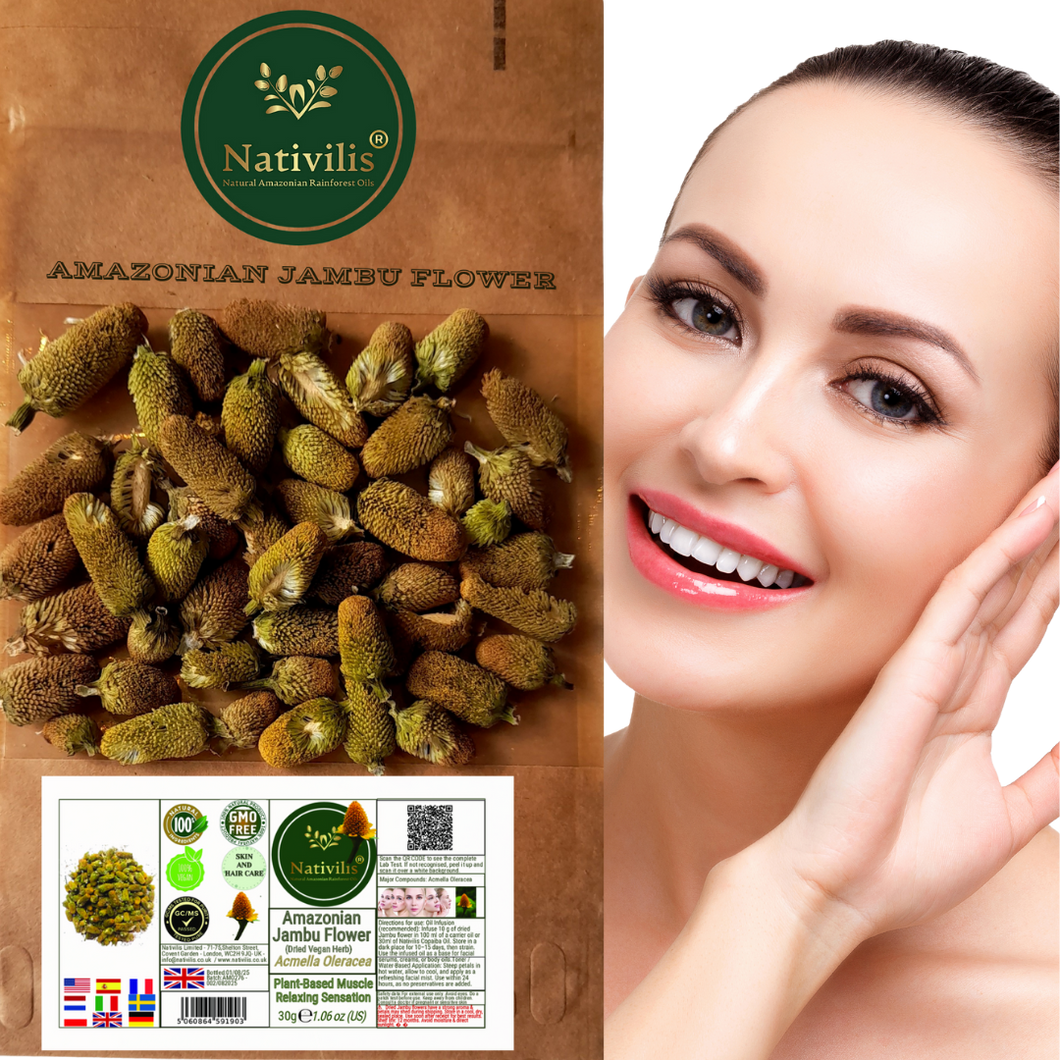 Nativilis Amazonian Jambu Flower 30g | Plant-Based Muscle Relaxing Sensation | Spilanthol-Rich | Dried Vegan Herb - (1.06 oz) US - Acmella Oleracea