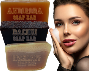 Nativilis Amazonian Soap Base 3KG - ANDIROBA 1KG - BACURI 1KG - BRAZIL NUT 1KG - Natural Vegan Emollient Face Skin Body Moisturises Cleanses No Chemicals Additives, Colours or Lauryl - Melt and Pour