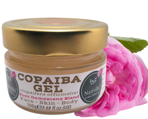 Nativilis Copaiba Gel (Copaifera officinalis) 100% Natural Multipurpose Gel Rosa damascena Face Skin Body Moisturizing Anti-aging