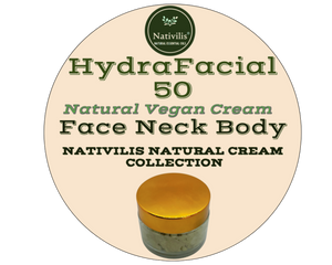 Nativilis HydraFacial 50 Natural Vegan Cream Face Neck Body - Jambu + Cumaru Concentrated + Cupuacu Butter + Pracaxi Oil + White Clay Day Night Anti-Aging Skincare Deep Hydration Moisturizing Copaiba