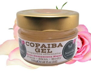 Nativilis Copaiba Gel (Copaifera officinalis) 100% Natural Multipurpose Gel Rosa damascena Face Skin Body Moisturizing Anti-aging