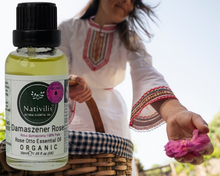 Load image into Gallery viewer, Nativilis Organic Rose Otto Essential Oil (Rosa damascena) - 100% Pure and Natural - 30ml - (GC/MS Tested) -
