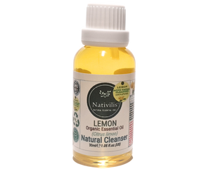 Nativilis Lemon Organic Essential Oil 30 ml (Citrus limon) - Absorbent antibacterial antifungal fight against acne facial cleanser - Copaiba Properties