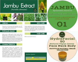 Nativilis Jambu HydraFacial 50 Natural Vegan Cream Face Neck Body - Cumaru Concentrated + Cupuacu Butter + Pracaxi Oil + White Clay Natural Botox Alternative Anti-Aging Skincare Moisturizing Copaiba