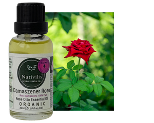 Nativilis Organic Rose Otto Essential Oil (Rosa damascena) - 100% Pure and Natural - 30ml - (GC/MS Tested) -