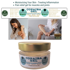Nativilis Copaiba Gel Eucalyptus (Copaifera officinalis) 100% Natural Multipurpose Gel Face Skin Body Moisturizing Anti-aging and Melasma Treating Inflammation Dermatitis and Fungal Infections Relieve Congestion