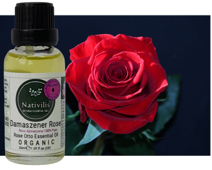 Nativilis Organic Rose Otto Essential Oil (Rosa damascena) - 100% Pure and Natural - 30ml - (GC/MS Tested) -