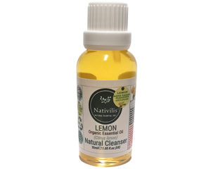 Nativilis Lemon Organic Essential Oil 30 ml (Citrus limon) - Absorbent antibacterial antifungal fight against acne facial cleanser - Copaiba Properties