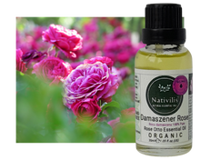 Load image into Gallery viewer, Nativilis Organic Rose Otto Essential Oil (Rosa damascena) - 100% Pure and Natural - 30ml - (GC/MS Tested) -
