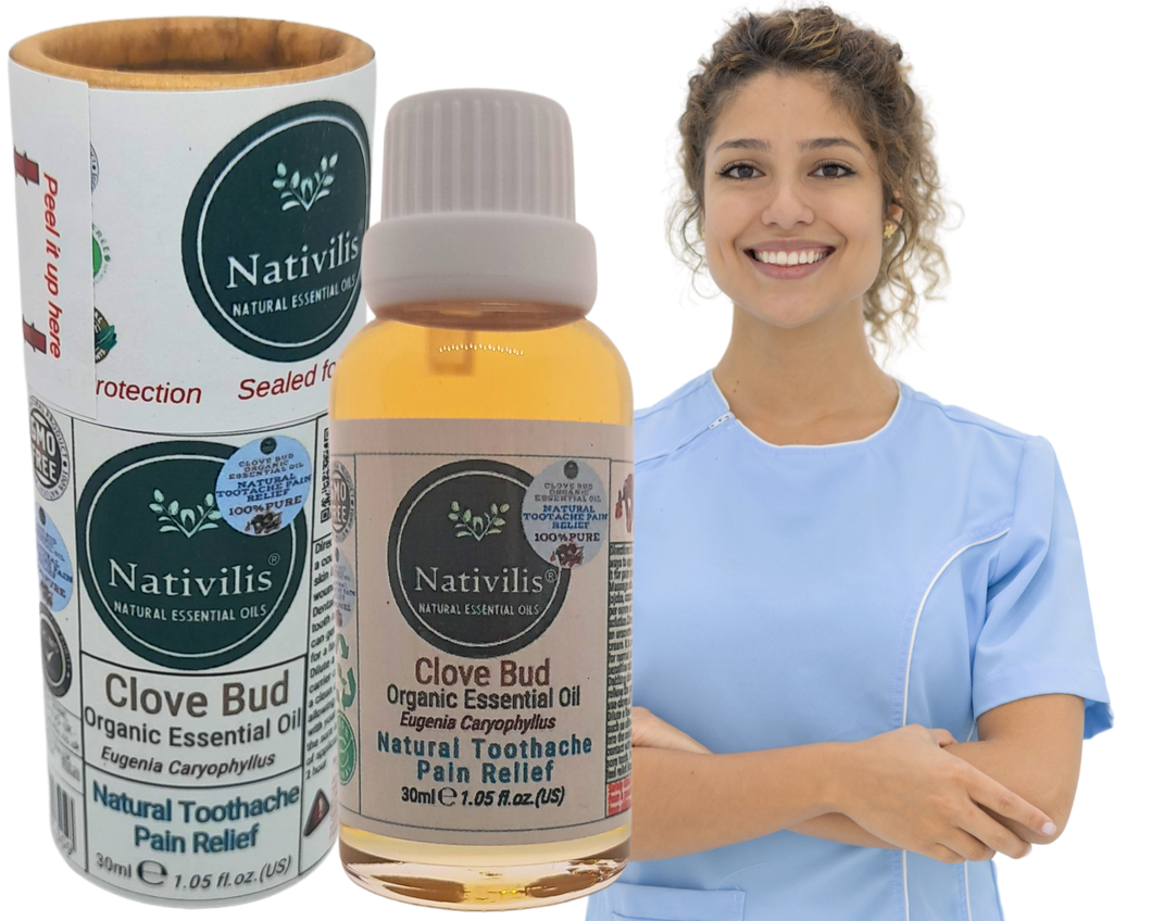 Nativilis Organic Clove Bud Essential Oil (Eugenia Caryophyllus) - natural pain reliever for toothache muscle pain - skin care - Copaiba properties 30ml Media 11 of 30