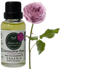 Nativilis Organic Rose Otto Essential Oil (Rosa damascena) - 100% Pure and Natural - 30ml - (GC/MS Tested) -