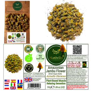 Nativilis Amazonian Jambu Flower 30g | Plant-Based Muscle Relaxing Sensation | Spilanthol-Rich | Dried Vegan Herb - (1.06 oz) US - Acmella Oleracea