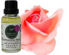 Load image into Gallery viewer, Nativilis Organic Rose Otto Essential Oil (Rosa damascena) - 100% Pure and Natural - 30ml - (GC/MS Tested) -
