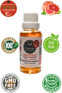Nativilis Grapefruit Organic Essential Oil 30 ml (Citrus × paradisi) - Antibacterial and Antimicrobial Effects - Fights against acne -Promote Weight Loss - Copaiba Properties