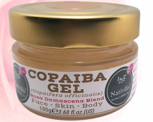 Nativilis Copaiba Gel (Copaifera officinalis) 100% Natural Multipurpose Gel Rosa damascena Face Skin Body Moisturizing Anti-aging