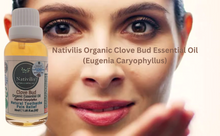 Load image into Gallery viewer, Nativilis Organic Clove Bud Essential Oil (Eugenia Caryophyllus) - natural pain reliever for toothache muscle pain - skin care - Copaiba properties 30ml
