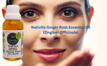 Load image into Gallery viewer, Nativilis Ginger Root Essential Oil (Zingiber Officinale ) - Anti-inflammatory relieve nausea - promote hair health and growth and skin care - Copaiba properties 30ml
