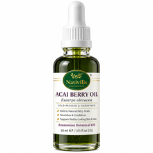 Load image into Gallery viewer, Nativilis Açaí Berry Oil – 100% Pure Euterpe Oleracea Fruit Oil – Cold Pressed – 30 ml
