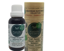 Load image into Gallery viewer, Nativilis 07 Virgin Amazonian Rainforest Oils 30 ml - ACAI - BACABA - BACURI – JAMBU - MULATEIRO - PATAUA – UCUUBA - enriched seven vegetable facial oils for skin care powerful anti-aging COPAIBA properties
