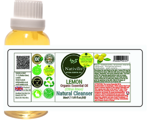 Nativilis Lemon Organic Essential Oil 30 ml (Citrus limon) - Absorbent antibacterial antifungal fight against acne facial cleanser - Copaiba Properties