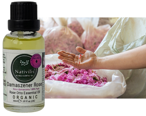 Nativilis Organic Rose Otto Essential Oil (Rosa damascena) - 100% Pure and Natural - 30ml - (GC/MS Tested) -