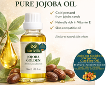 Load image into Gallery viewer, Nativilis Organic Jojoba Golden Carrier Oil (Simmondsia chinensis) Hair, Face &amp; Skin Natural Cold Pressed
