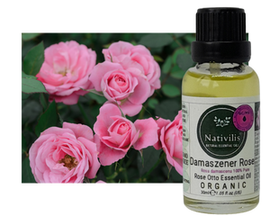 Nativilis Organic Rose Otto Essential Oil (Rosa damascena) - 100% Pure and Natural - 30ml - (GC/MS Tested) -