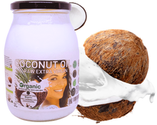 Load image into Gallery viewer, Nativilis Organic Coconut Oil 1L (Cocos Nucifera) - Extra Virgin, Raw, Cold Pressed, Pro Derma, Moisturizer Skin Hair, Vegan, 100% Natural, Ethically Sourced, Copaiba Properties, 1000ml Glass Jar (1L)
