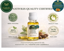 Load image into Gallery viewer, Nativilis Organic Jojoba Golden Carrier Oil (Simmondsia chinensis) Hair, Face &amp; Skin Natural Cold Pressed
