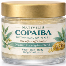 Load image into Gallery viewer, Nativilis Copaiba Gel Eucalyptus (Copaifera officinalis) 100% Natural Multipurpose Gel Face Skin Body Moisturizing Anti-aging and Melasma Treating Inflammation Dermatitis and Fungal Infections Relieve Congestion
