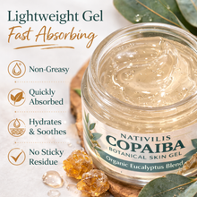 Load image into Gallery viewer, Nativilis Copaiba Gel Eucalyptus (Copaifera officinalis) 100% Natural Multipurpose Gel Face Skin Body Moisturizing Anti-aging and Melasma Treating Inflammation Dermatitis and Fungal Infections Relieve Congestion
