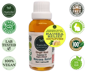 Nativilis Ginger Root Essential Oil (Zingiber Officinale ) - Anti-inflammatory relieve nausea - promote hair health and growth and skin care - Copaiba properties 30ml