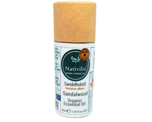 Nativilis Organic Sandalwood Essential Oil (Santalum album) Anti-ageing Soothes the skin Anti-tanning reduce the oxidative stress in the skin reverse sun ward off excess scalp sebum secretion Copaiba