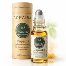Load image into Gallery viewer, Nativilis Copaiba Essential Oil Roll-On 10ml – 100% Natural Copaifera officinalis | Anti-Inflammatory Pain Relief | GC/MS Tested | Travel Size | Beta-Caryophyllene Rich
